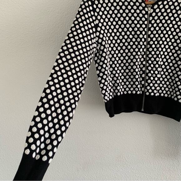 Divided Polka Dot Zip Down Sweater - Picture 3 of 10